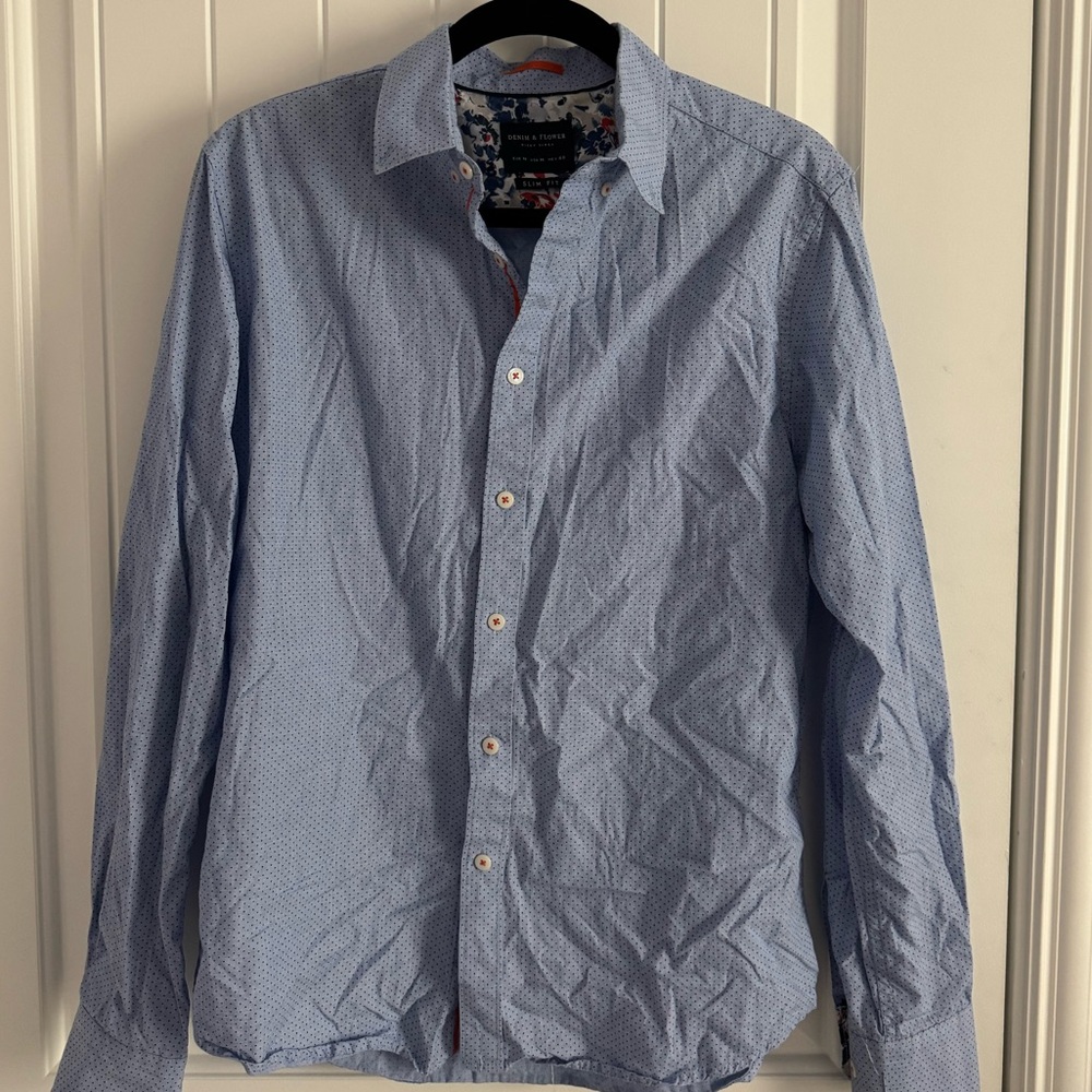 Denim & Flower Light Blue Casual Button Down Shirt